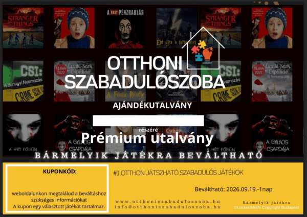Szabadon Választható játék Ajándékutalvány. Bármelyik játéktípusra beváltható.